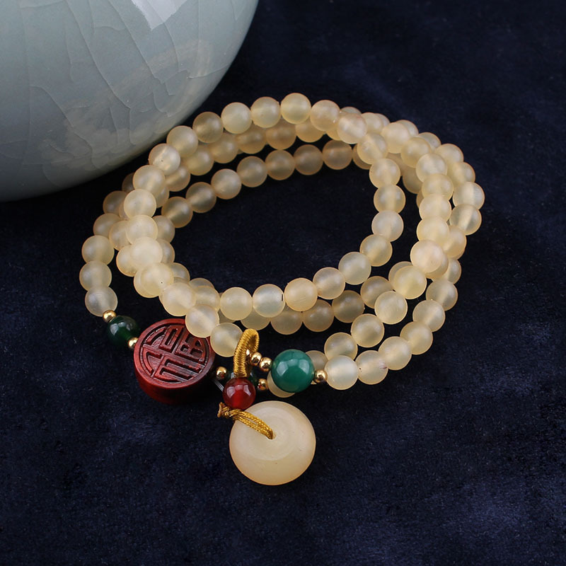 Live Broadcast Popular Ornament Tibet Horn Bracelet Gourd Lotus Buddha Beads Bracelet Female Retro Ethnic Style Accessories Wholesale