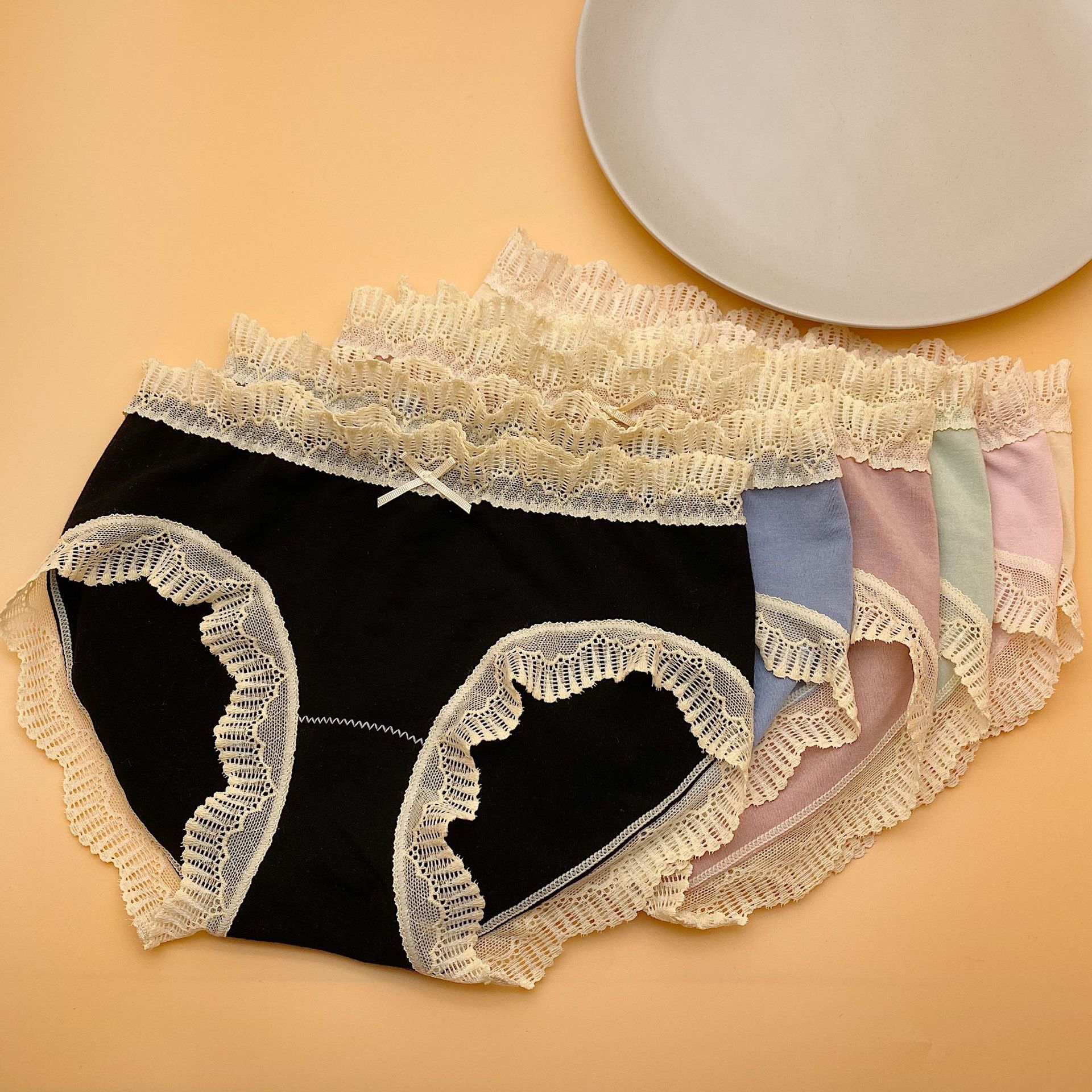 宫廷风莫代尔女士内裤女 无痕缝性感蕾丝边女式三角内裤法式唯美