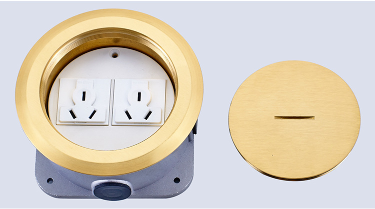 全铜螺旋式地板插座纯平大理石圆形地面插不锈钢304 商场户外地插