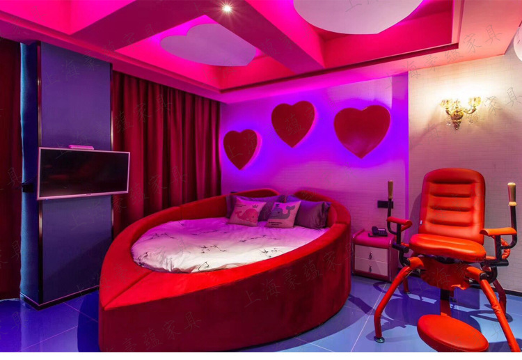 简约酒店圆床 情侣水床定做 主题酒店客房家具宾馆情趣床源头厂家