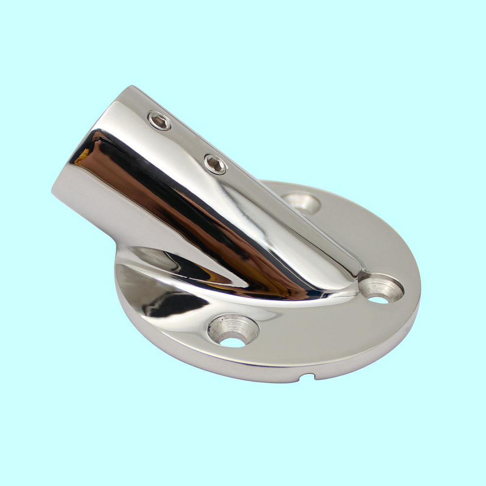 richwits316不锈钢圆管座游艇甲板栏杆底座30度圆管座