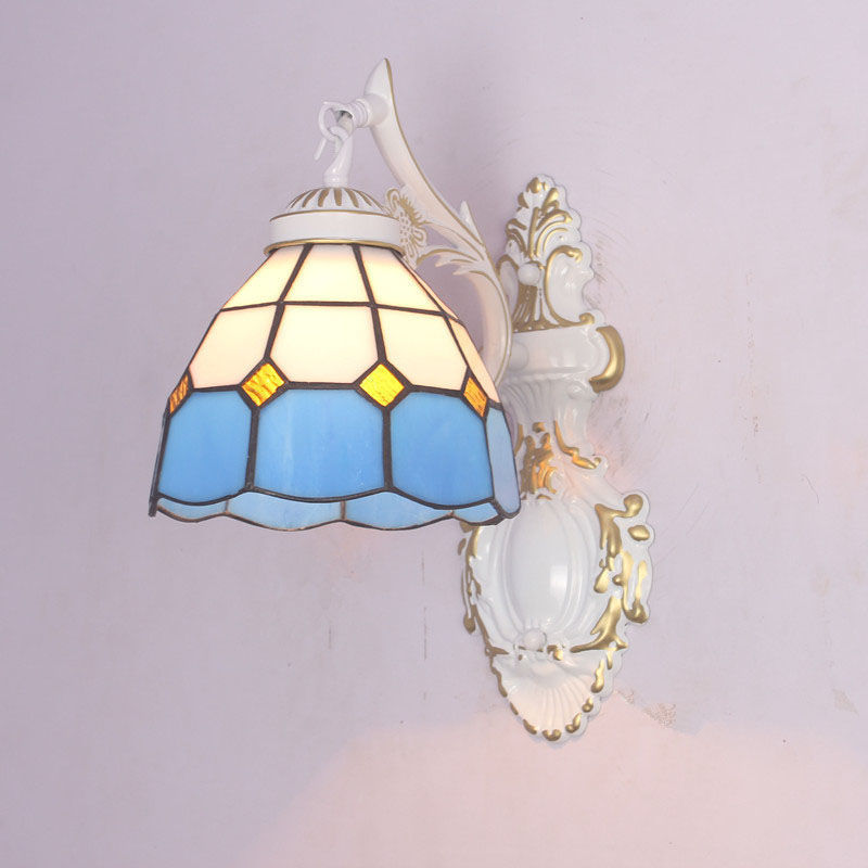 地中海壁灯简约现代客厅墙壁灯欧式田园温馨卧室床头灯蒂凡尼壁灯