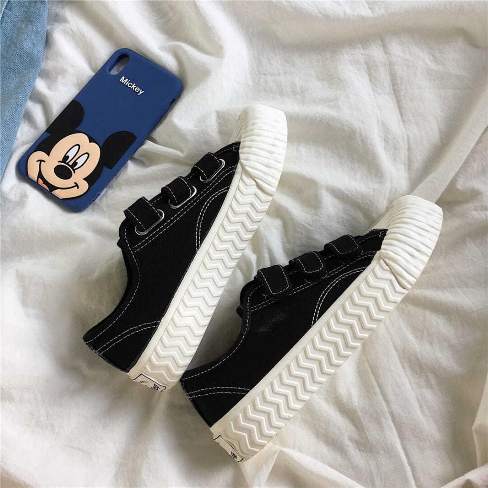 2020春季韩国ulzzang百搭帆布鞋魔术贴学生饼干鞋休闲小白鞋女