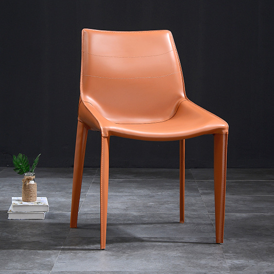 马鞍皮椅子客厅家用轻奢马鞍椅工业风酒店洽谈餐厅设计师北欧餐椅