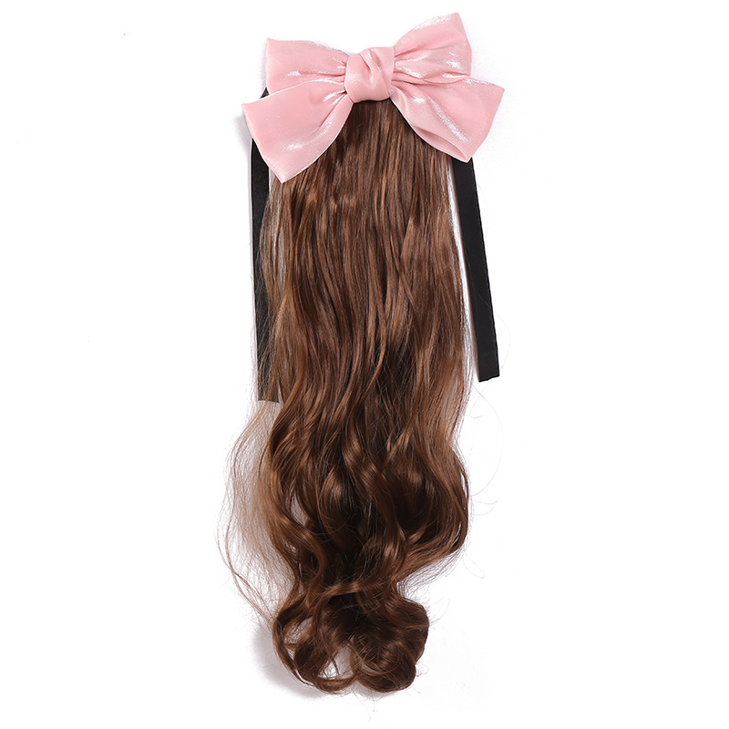 时尚女式马尾卷发带蝴蝶结装饰假发高温丝中长绑带马尾批发