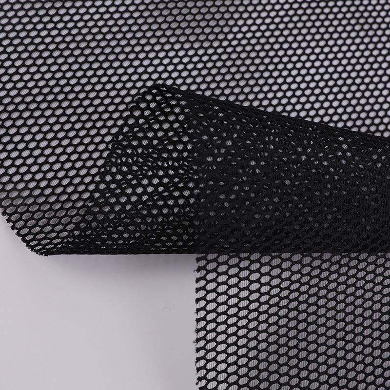 单面菱形网眼布 春夏经编黑色针织面料 鞋材箱包手袋网布料现货