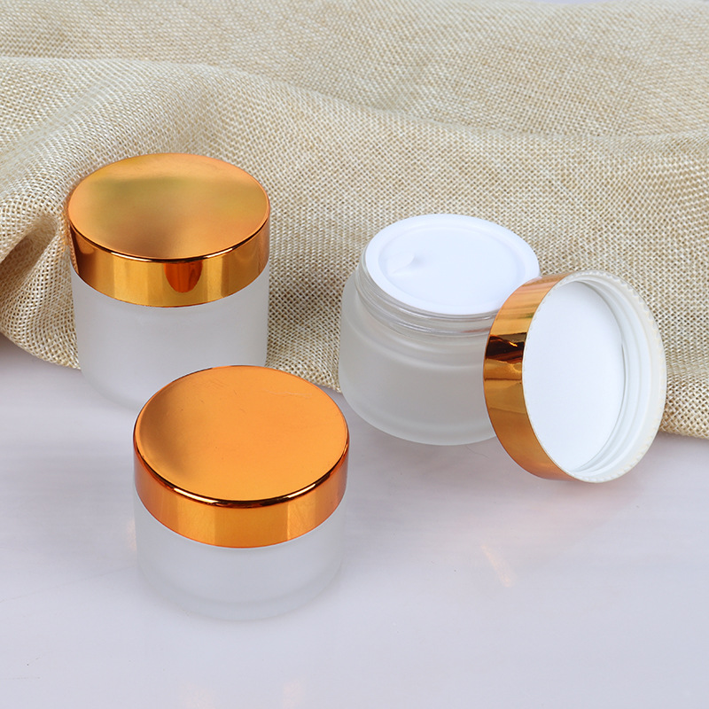 蒙砂金盖膏霜瓶旅行便携套装瓶圆形玻璃面霜瓶眼霜分装瓶
