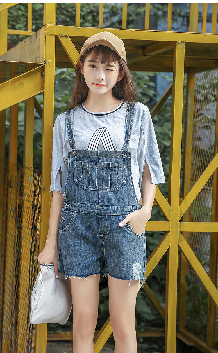 40569905女装夏季新款学院风牛仔背带裤女背带短裤连体裤连身热裤