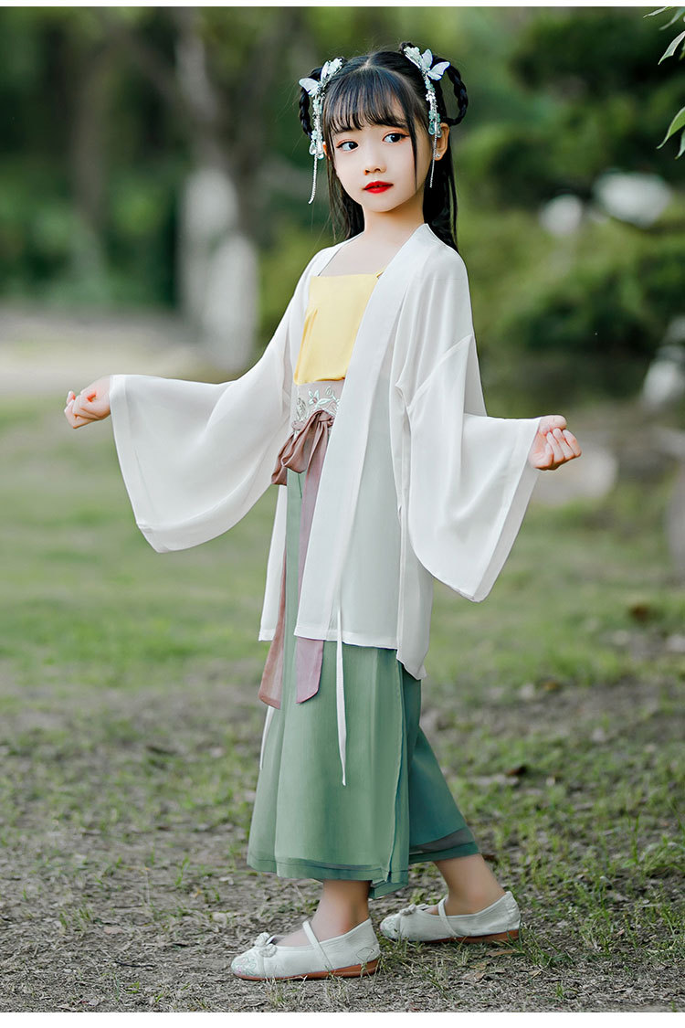 女童宋制汉服秋2020新款儿童国学民族舞蹈服古装雪纺宋裤三件套装