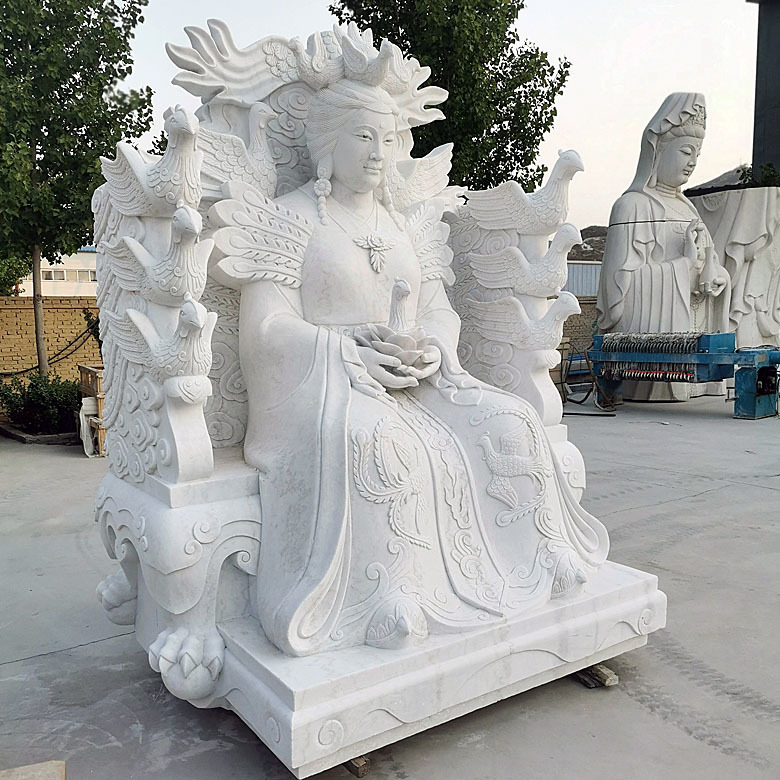 石雕王母娘娘汉白玉神话人物雕塑大理石寺庙佛堂供奉保平安神像