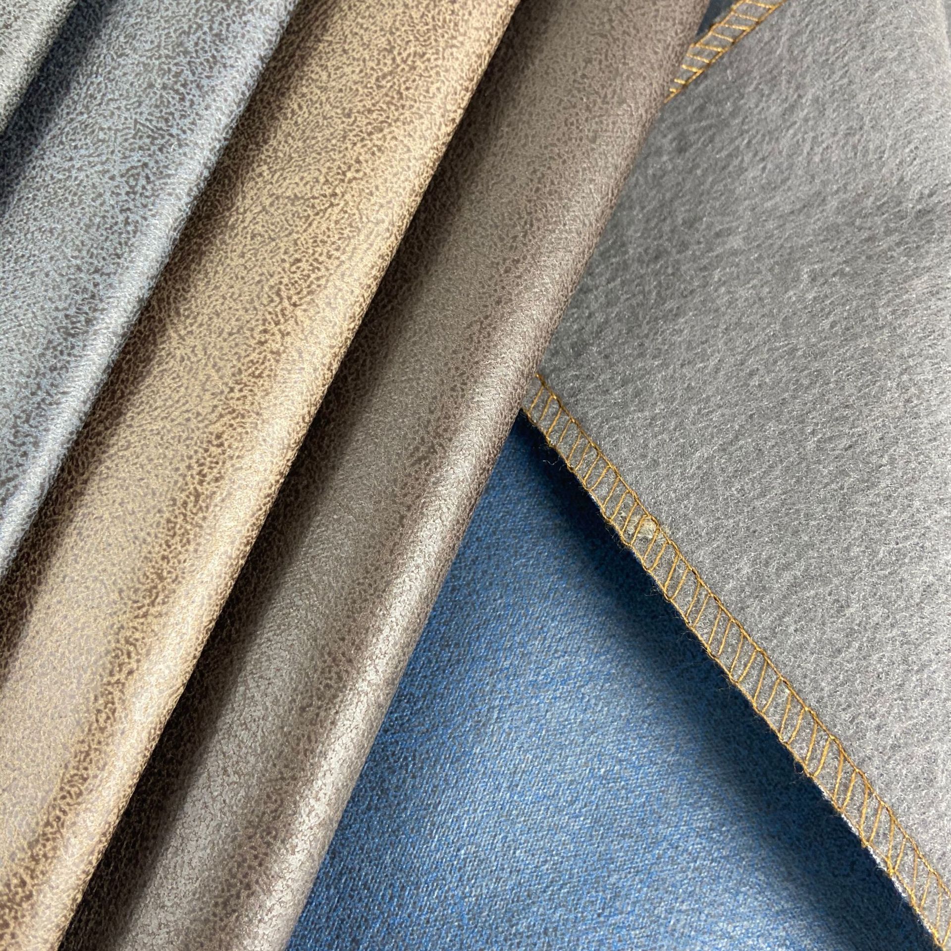 批发科技布沙发靠垫抱枕面料 麂皮绒科技皮布 烫金复合沙发布面料