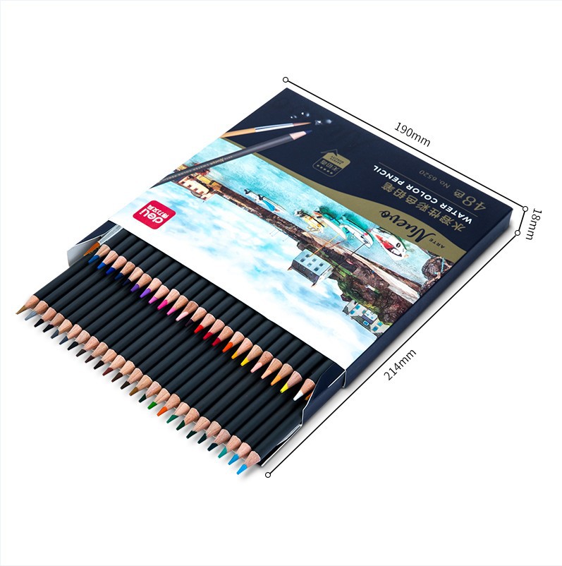 得力水溶性彩色铅笔72色彩铅学生涂鸦涂色手绘初学者油性素描绘画