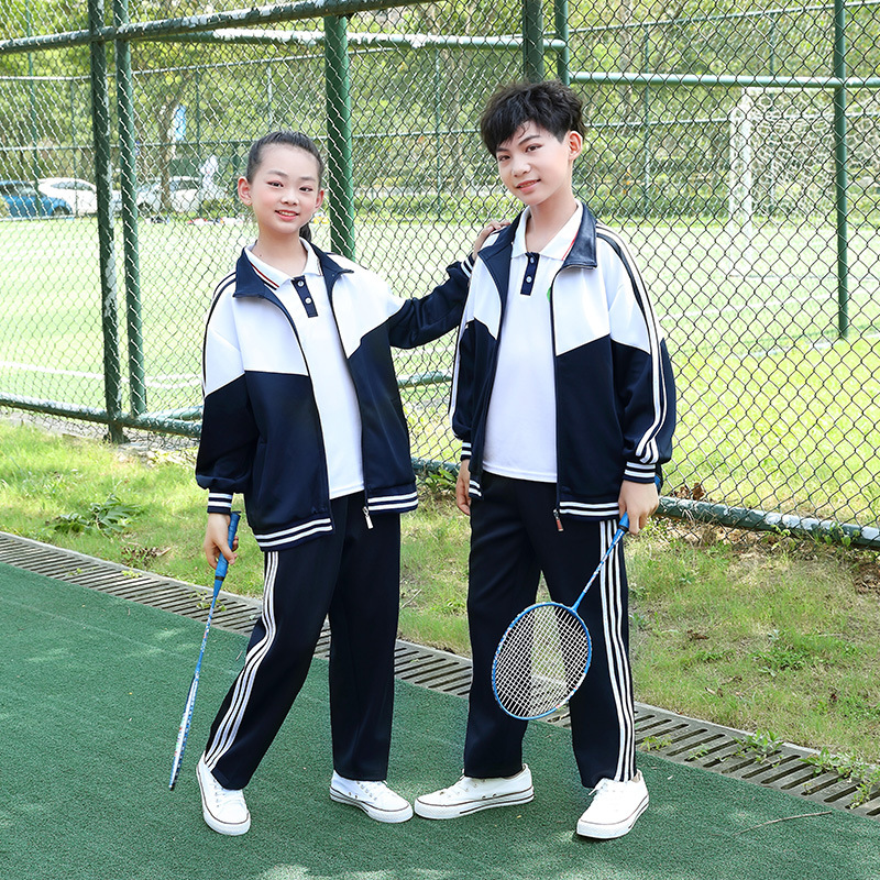 中小学生藏青色校服儿童套装春秋款初高中班服幼儿园园服厂家批发