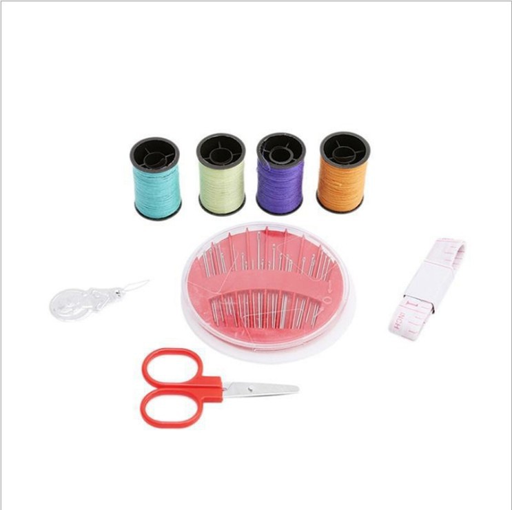 Color Sewing Machine Thread (Roll) + Scissors + Ruler + Needle, Sewing Kit. Sewing Kit Household Small Roll Multi-Color Set