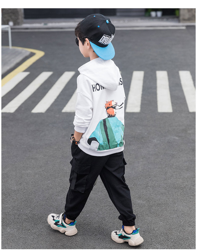 童装2020秋季男童后背火影印花连帽套装儿童韩版时尚两件套新款潮