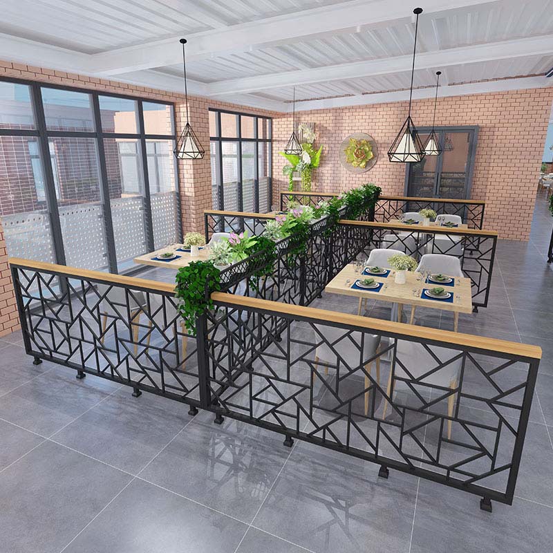 现代简约铁艺半截栏隔断餐厅火锅店装饰植物花架饮品店创意围栏