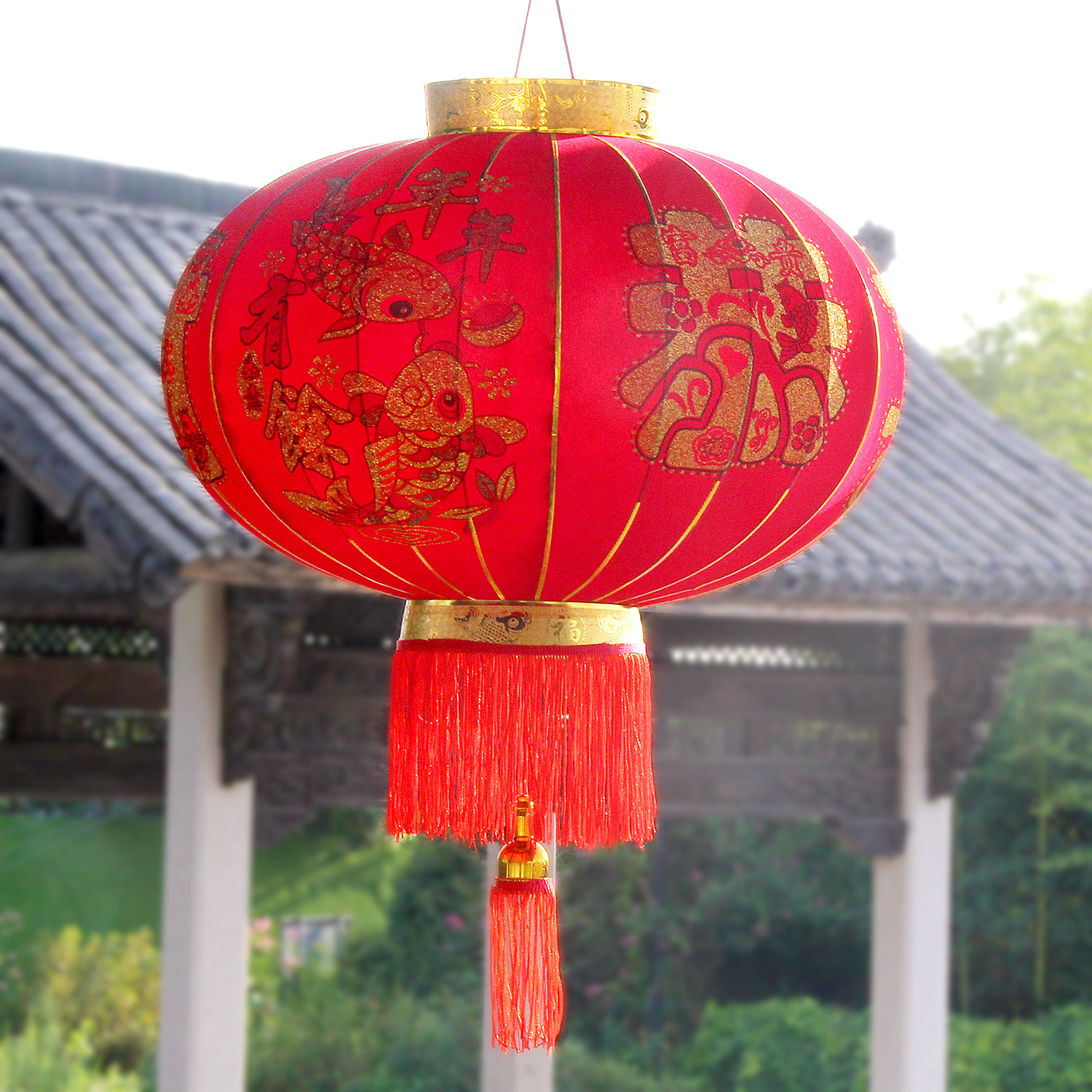 发财中国风手工艺传统大红椭圆灯笼挂饰室内户外婚庆节日春节批发