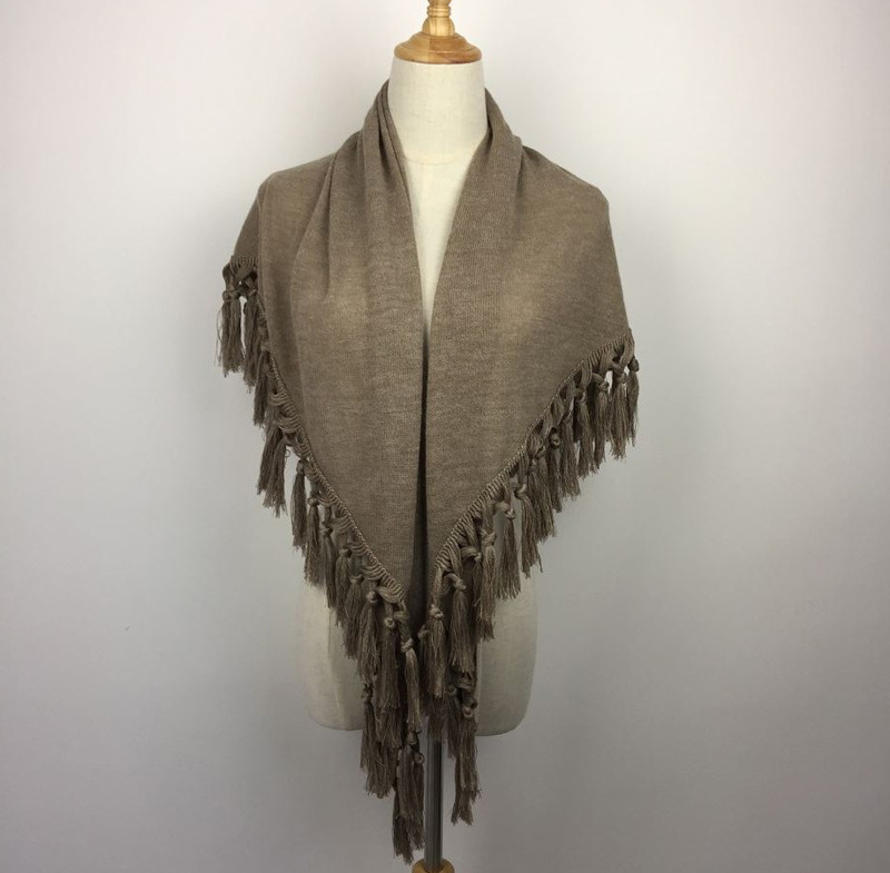 欧美新款兔毛腈纶三角巾流苏装饰纯色围巾三角巾 厂家直销