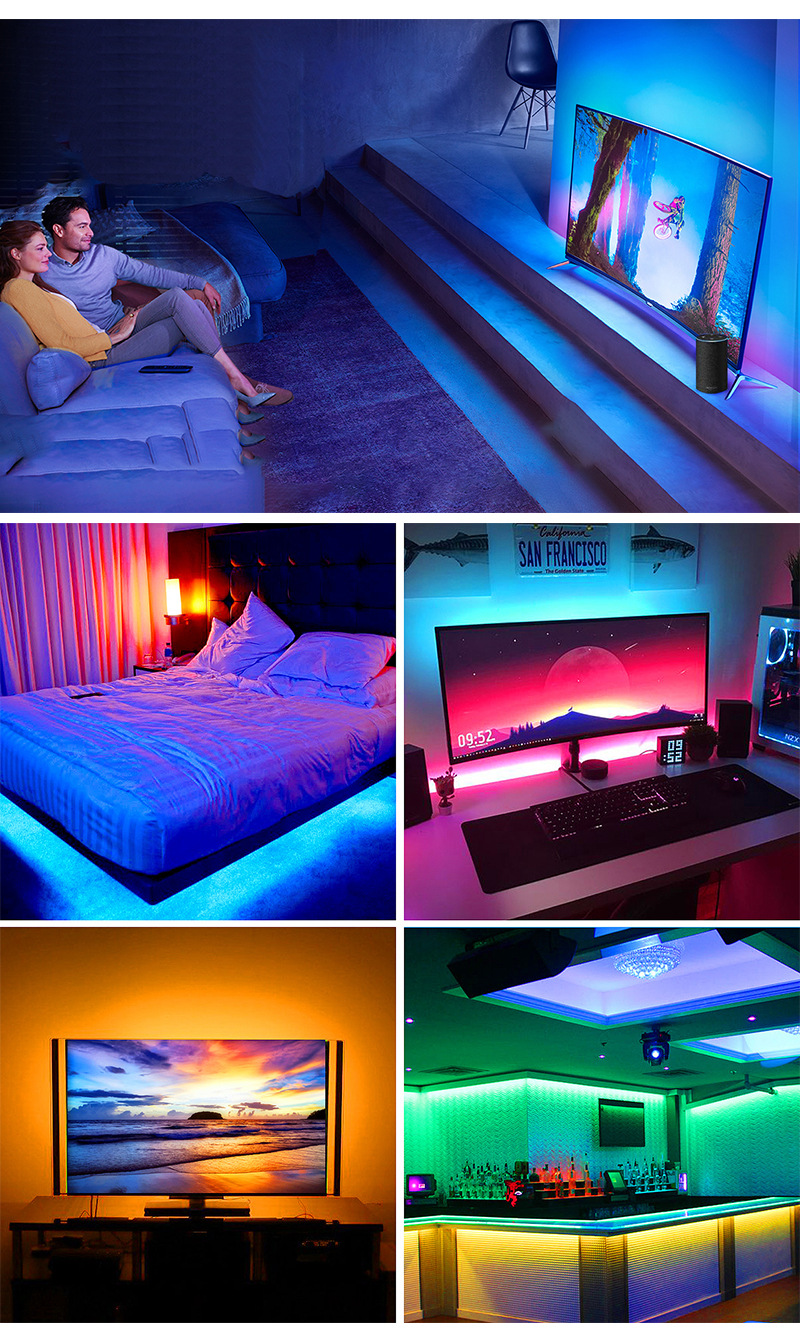 led电视背景灯带 usb灯带 5v低压tv灯条 电脑藏光5050rgb灯带套装