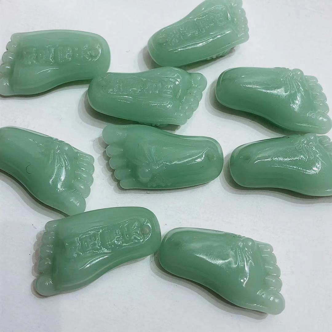 水晶仿玉石挂件知足常乐大脚板钥匙扣项链吊坠宝宝挂件情侣吊坠