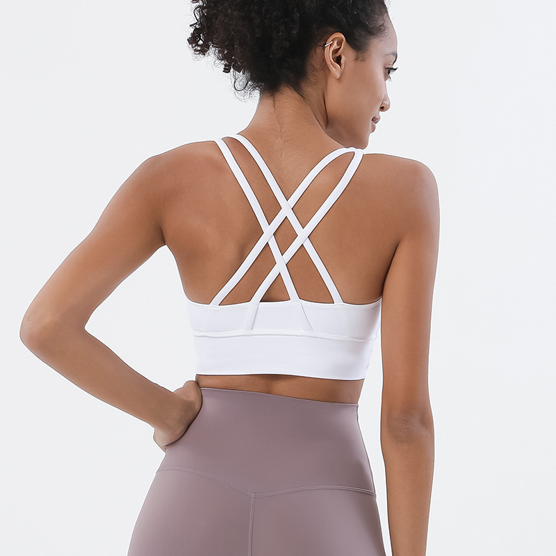 2022 New Double-Sided Brushed Cross Beauty Back Exercise Underwear Shockproof Push-up Yoga Sports Bra Fitness Vest