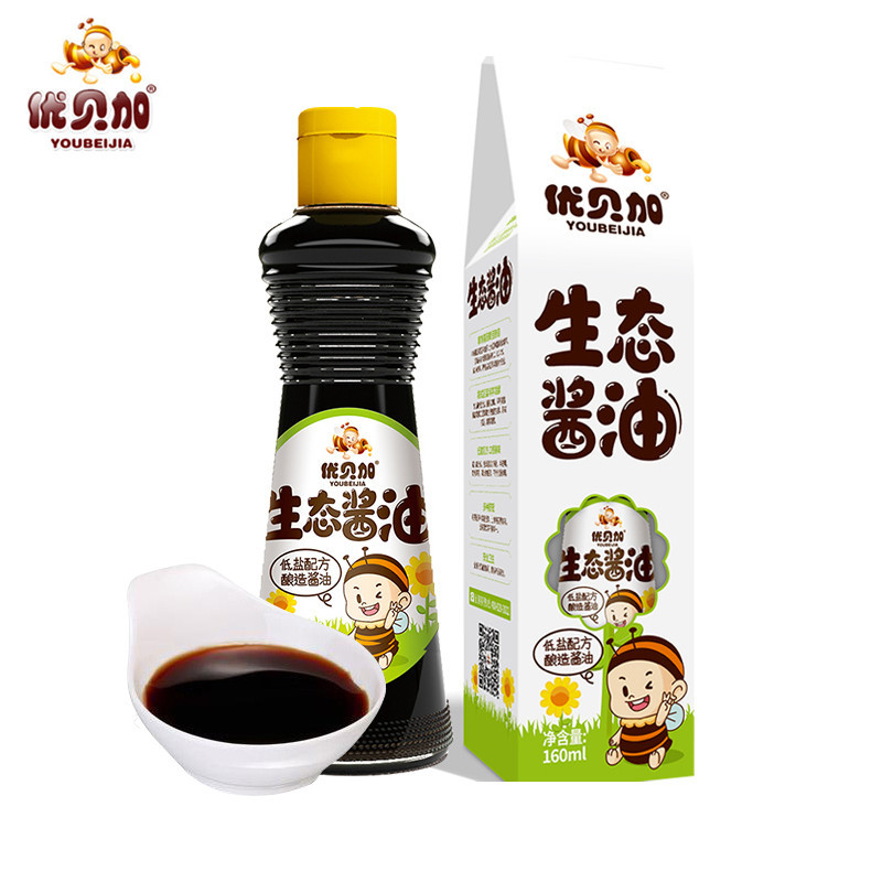 22年5月优贝加酿造酱油160g瓶低钠减盐调味酱油