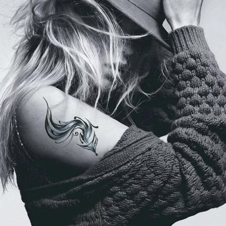 狐狸纹身贴防水女 持久性感韩国情侣仿真红色九尾狐逼真刺青遮瑕