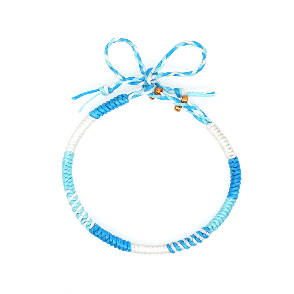 2020地摊货源小商品手链女简约蜡绳编织七彩本命绳手绳手工首饰品