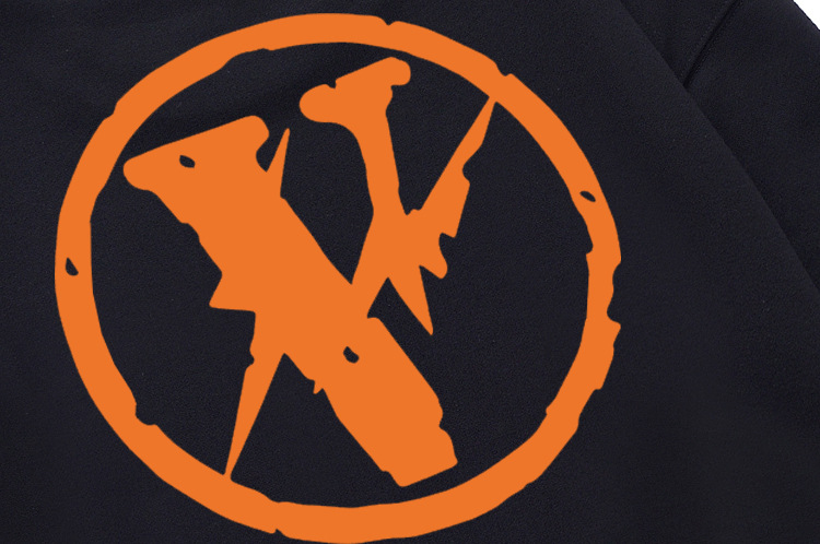 vlone orange 破坏下摆连帽卫衣男大v休闲溜肩衫潮牌套头外套女潮