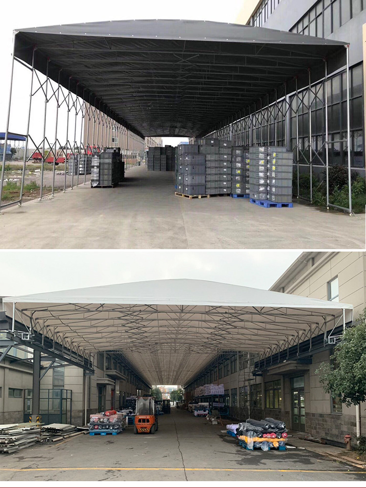 厂家定制伸缩移动仓库推拉帐篷遮阳雨篷户外酒席蓬电动推拉棚