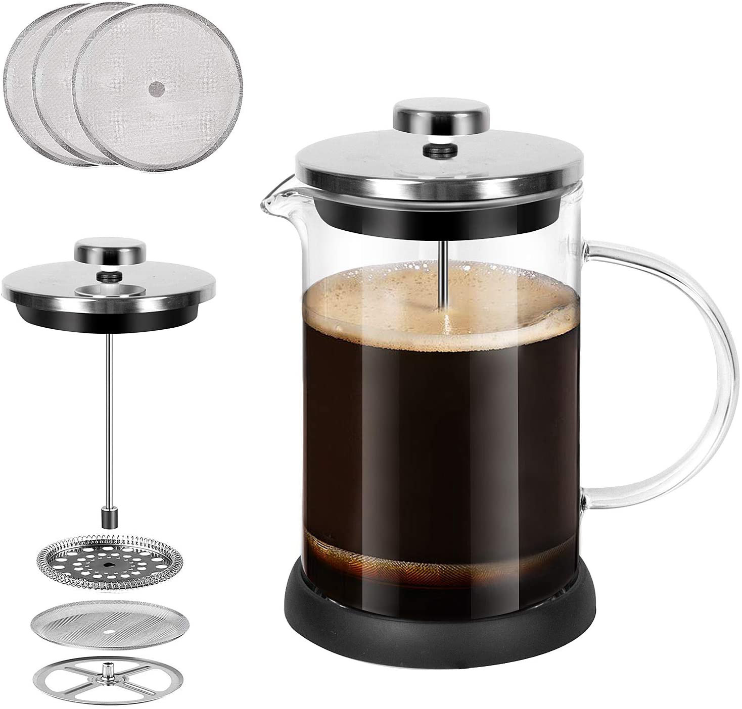 600ml欧美热卖经典款高硼硅耐热玻璃法压壶咖啡壶冲茶器