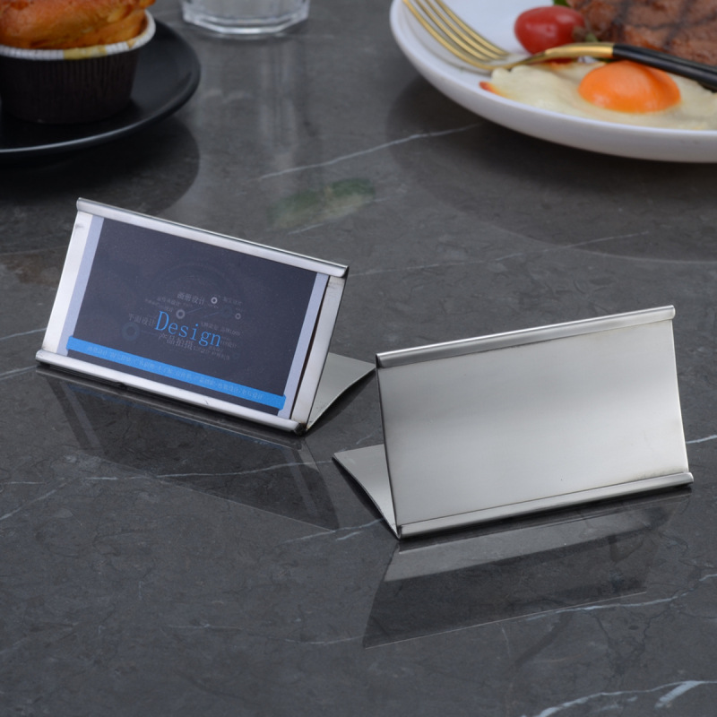 不锈钢餐牌座菜牌插卡架台签 酒店餐厅自助餐台卡架台号牌标价牌