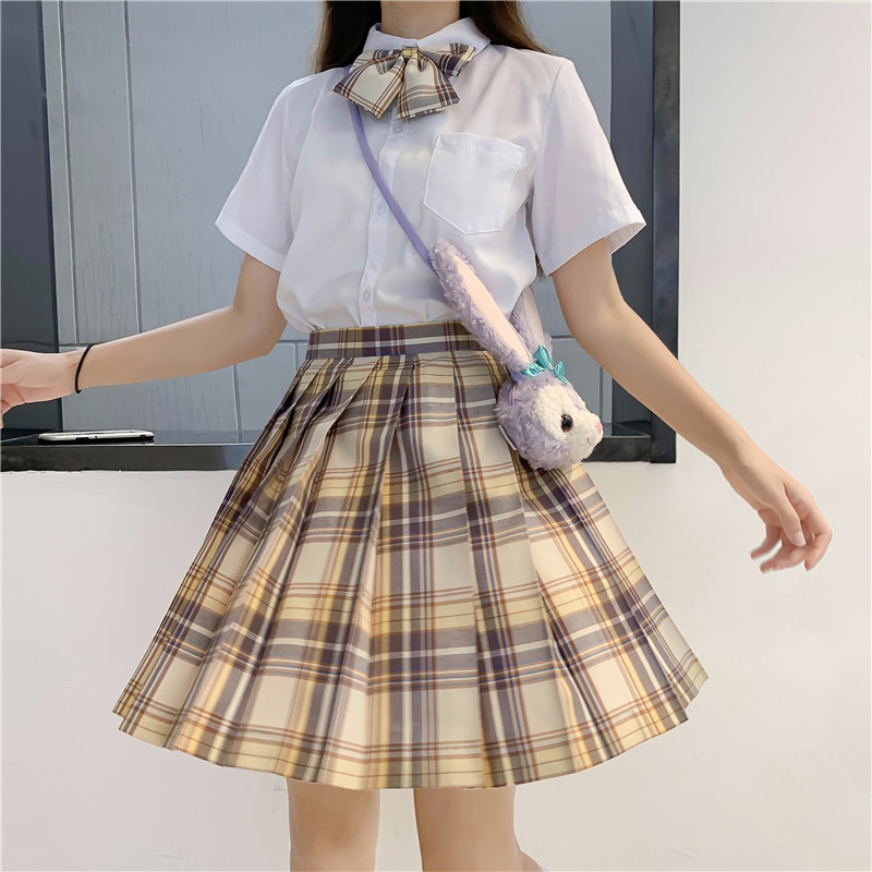 日系学院高腰格子少女心事百褶裙百折裙半身裙jk制服裙合集批发