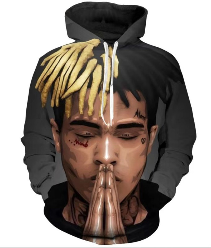 美国说唱歌手 xxxtentacion 3d数码印花套头连帽卫衣 可加绒 定制