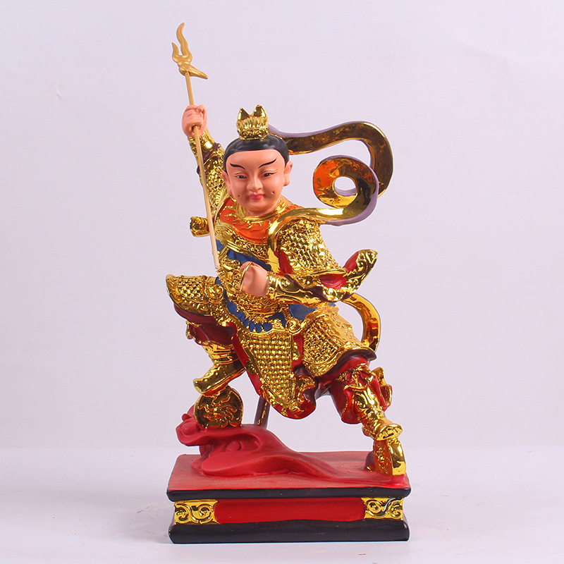 哪吒三太子神像12英寸树脂家用中坛元帅供奉彩绘家用摆件