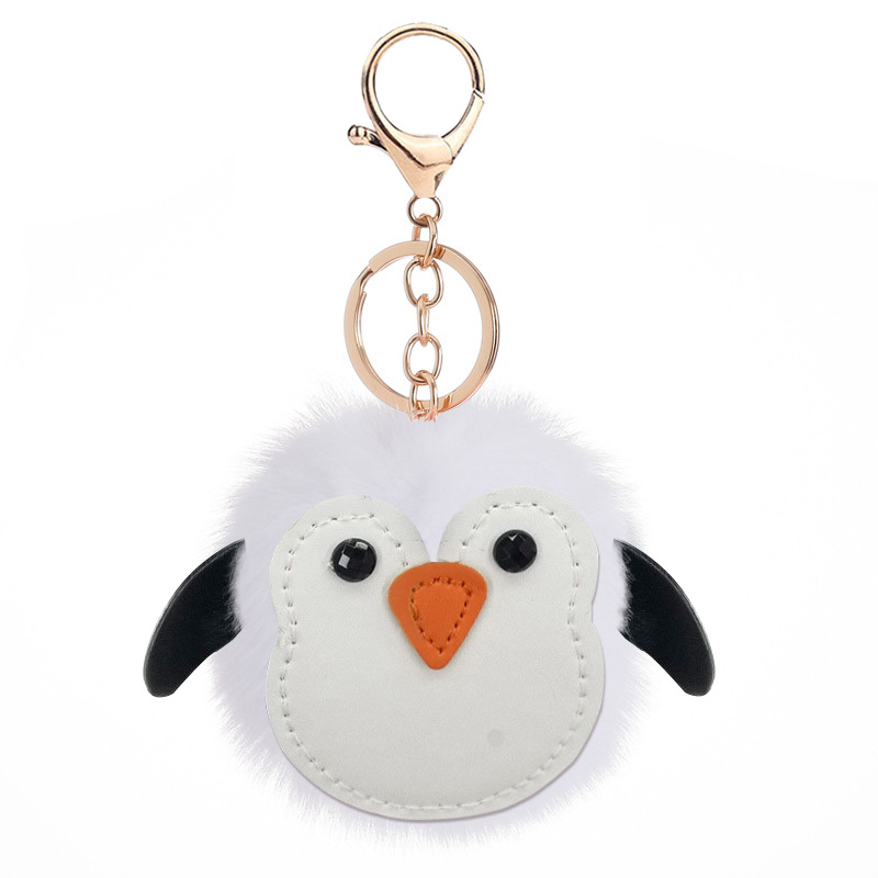 Hot Selling Cute Penguin Fur Ball Plush Key Chain Pendant Cartoon Animal Bag Car Pendant Small Animal Fur Ball