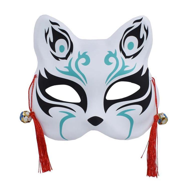 半脸猫狐狸面具 手绘抖音同款日式和风动漫男 女儿童派对舞会用品
