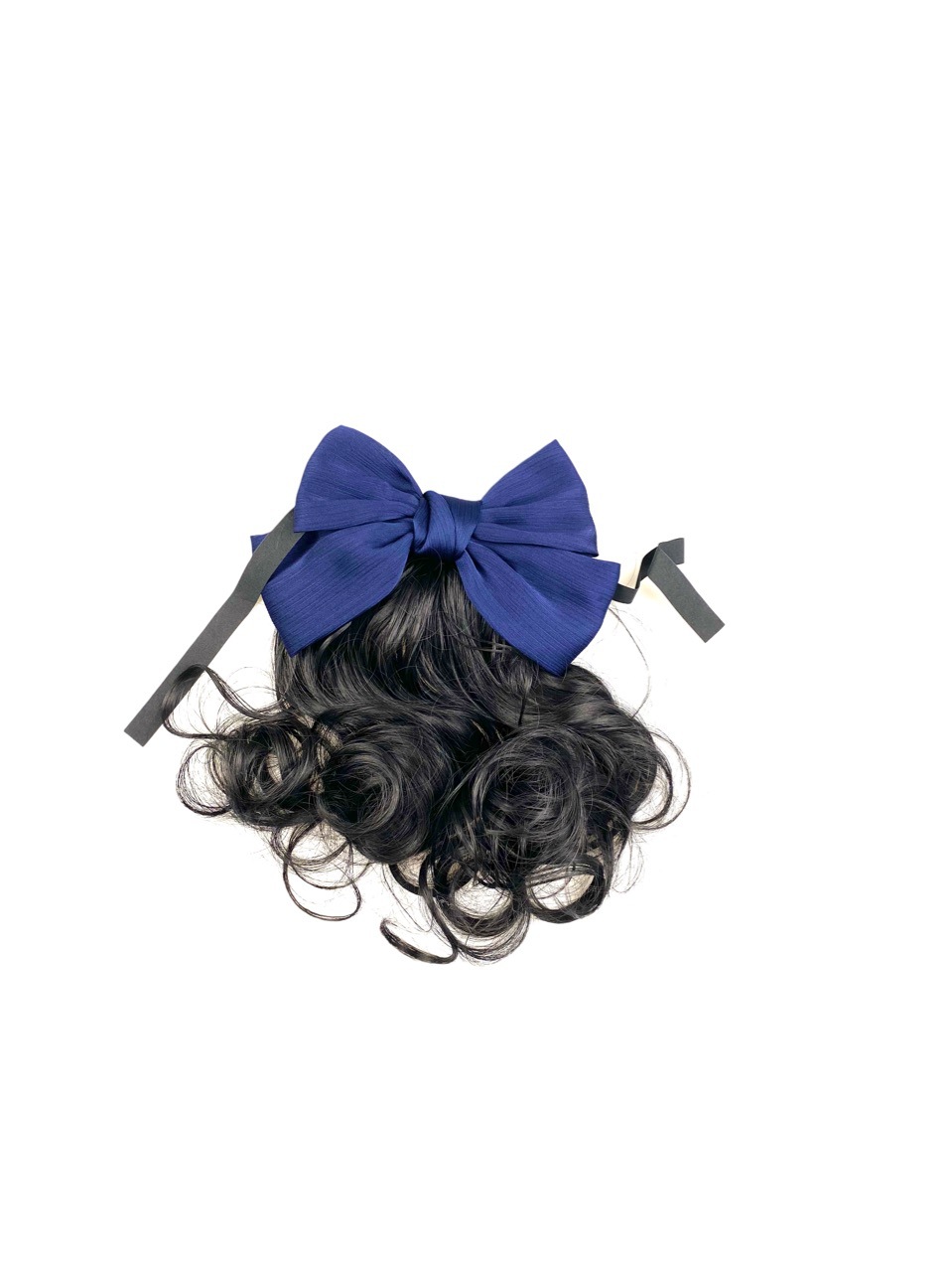 假发接发女蝴蝶结发夹绑带式长发水波纹假发马尾自然接发高温丝