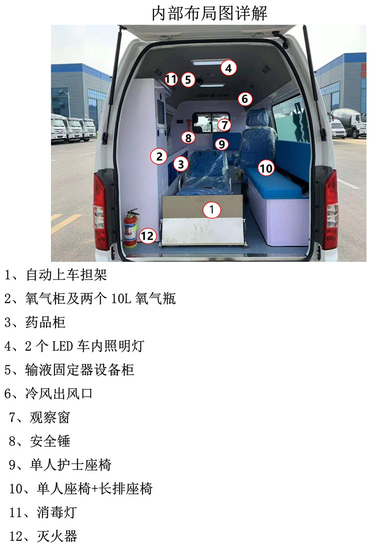 新全顺v362血浆运输车 120急救车重症监护室 负压型 监护型救护车