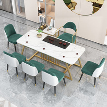 北欧岩板泡茶桌简约现代家用阳台茶6人桌椅组合办公室会客小茶台