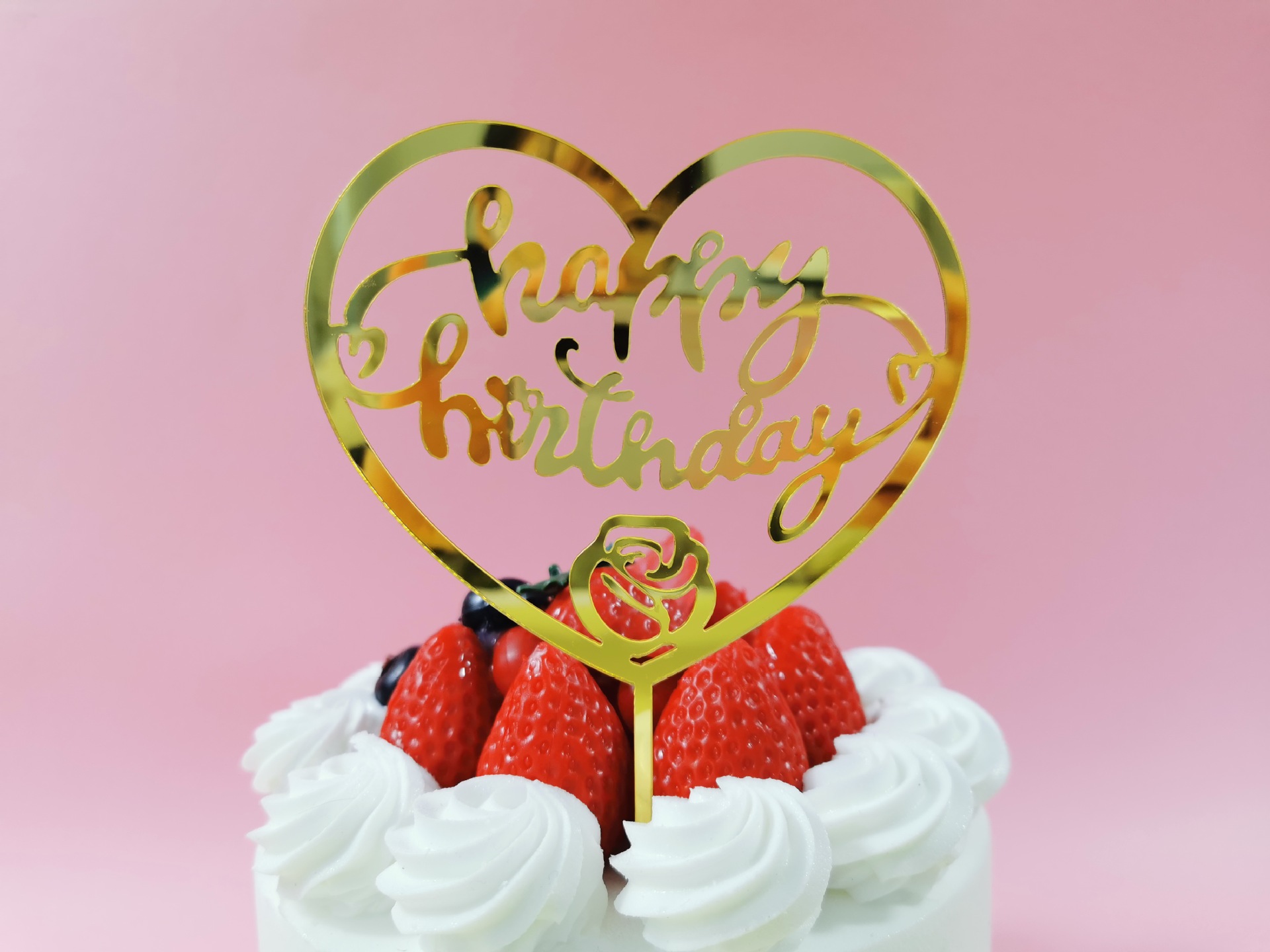 亚克力蛋糕插件 happy birthday爱心蛋糕装饰插卡心形亚克力插牌