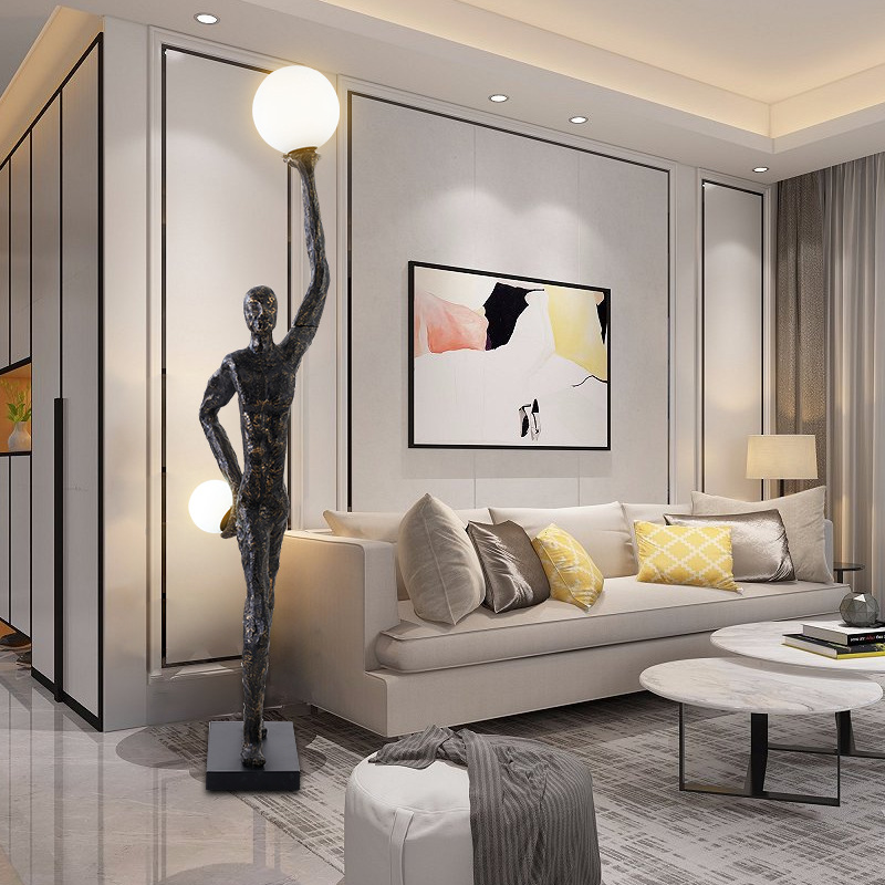 Nordic Art Sculpture Ball Lifting Abstract Figure Sales Office Hotel Hall Model Room Villa Living Room Floor Lamp