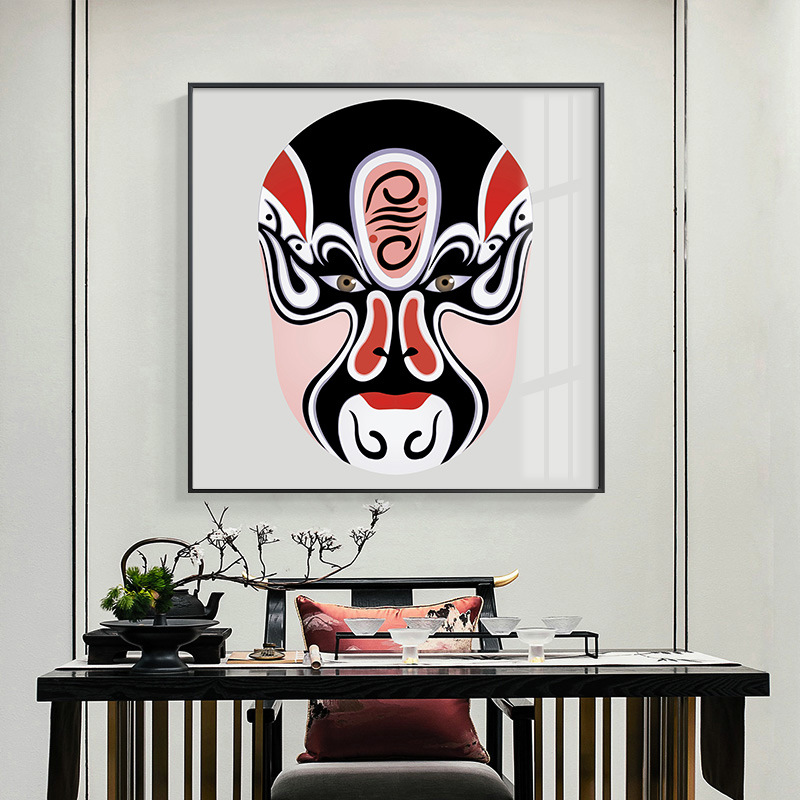 跨境新中式京剧人物川剧脸谱中国风农家乐餐厅火锅店客厅装饰画