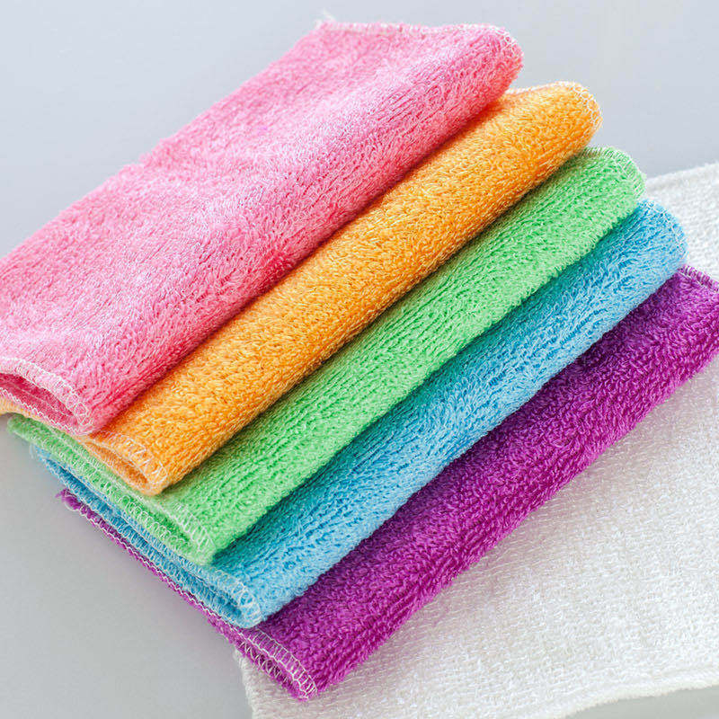 竹纤维洗碗巾不沾油双层抹布竹炭去油污洗碗布加厚百洁布厂家批发