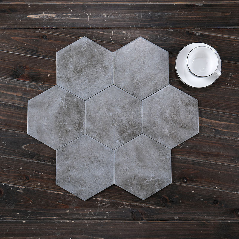 北欧工业风格水泥砖六角砖餐厅花砖防滑六边形地砖连锁店瓷砖墙砖