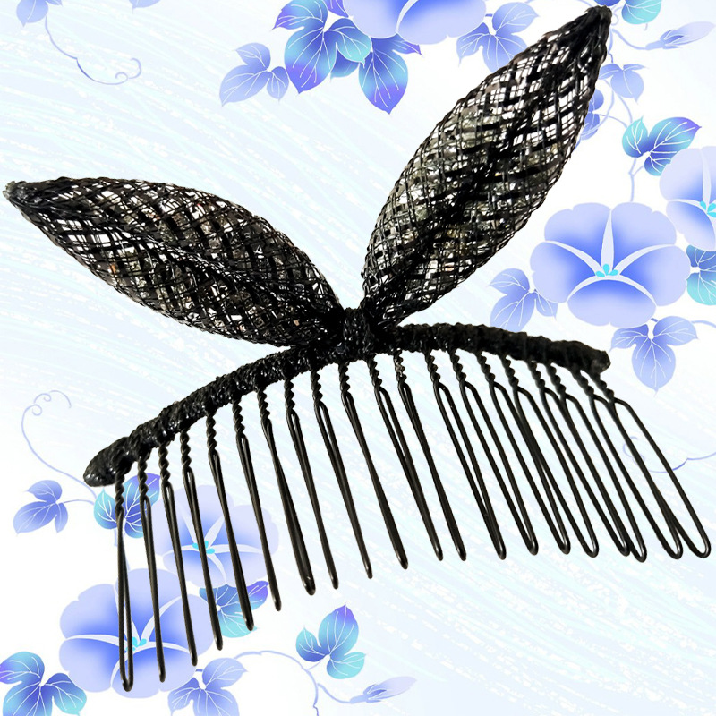 蝴蝶结水晶发梳韩式头饰品发插梳韩版刘海盘发饰兔耳朵女士发梳