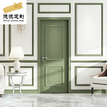 现代美式室内木门绿色蓝色卧室房间门实木烤漆门整套订制