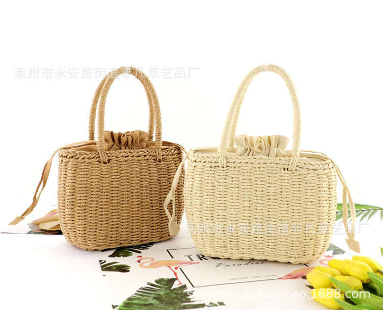 厂价新款纸绳手提包草编包时尚休闲编织包沙滩包女包一件代发