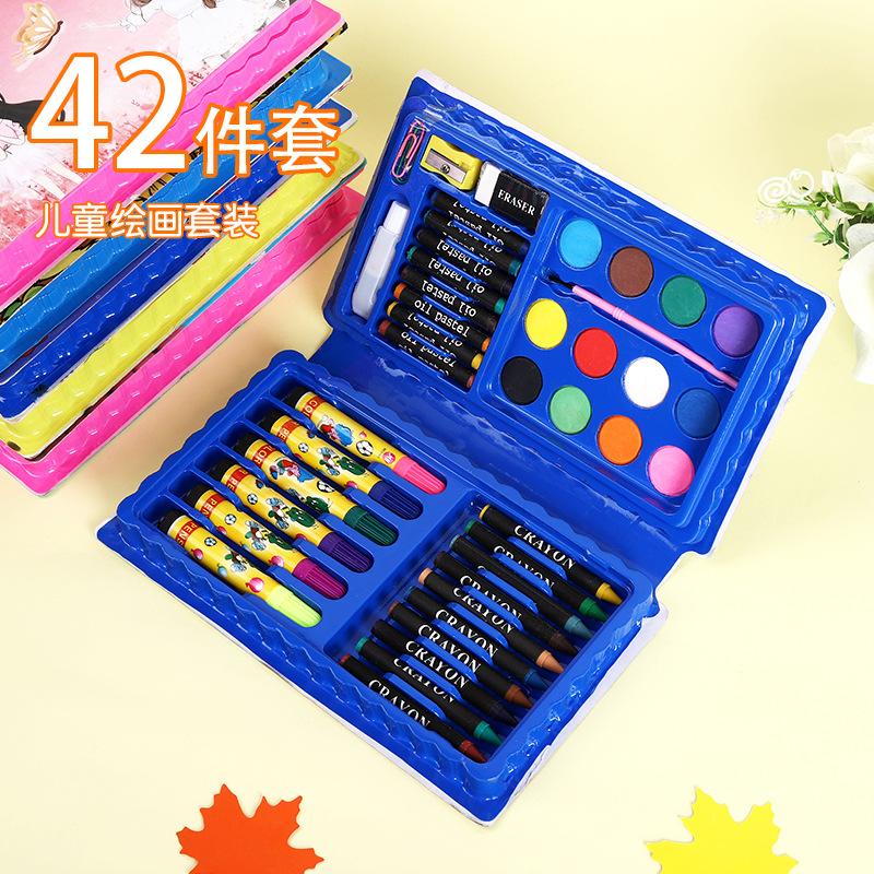 42-Piece Set Student Art Painting Graffiti Watercolor Pen Crayon Brush Child Drawing Stationery Gift Set