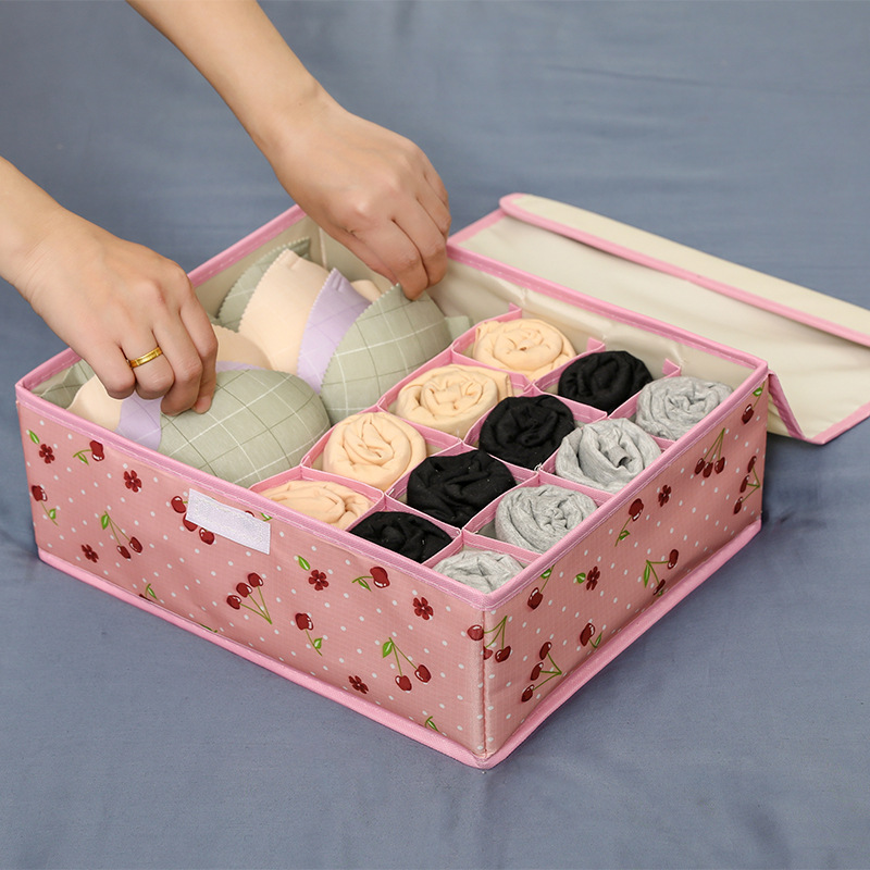 Underwear Storage Box Fabric Household Storage Box Oxford Cloth Socks Panties Bra Storage Box with Lid